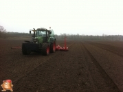 Fendt 818 met Accord bieten zaaimachine 